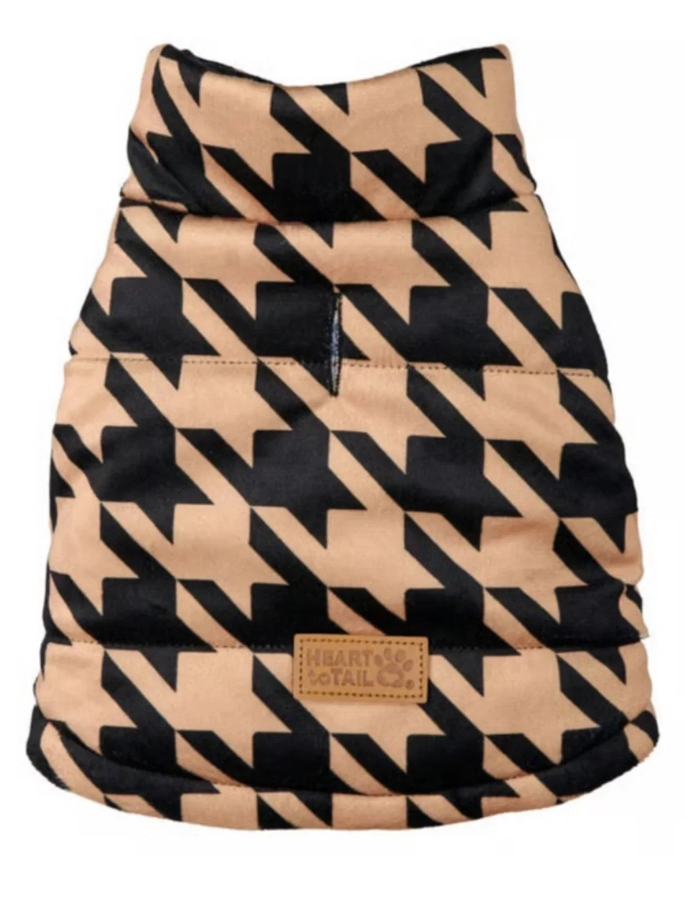 NWOT Heart To Tail Luxury Houndstooth Print Reversible Pet Puffer Coat XS/S